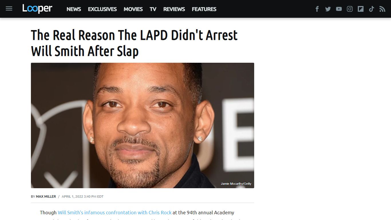 The Real Reason The LAPD Didn't Arrest Will Smith After Slap - Looper.com