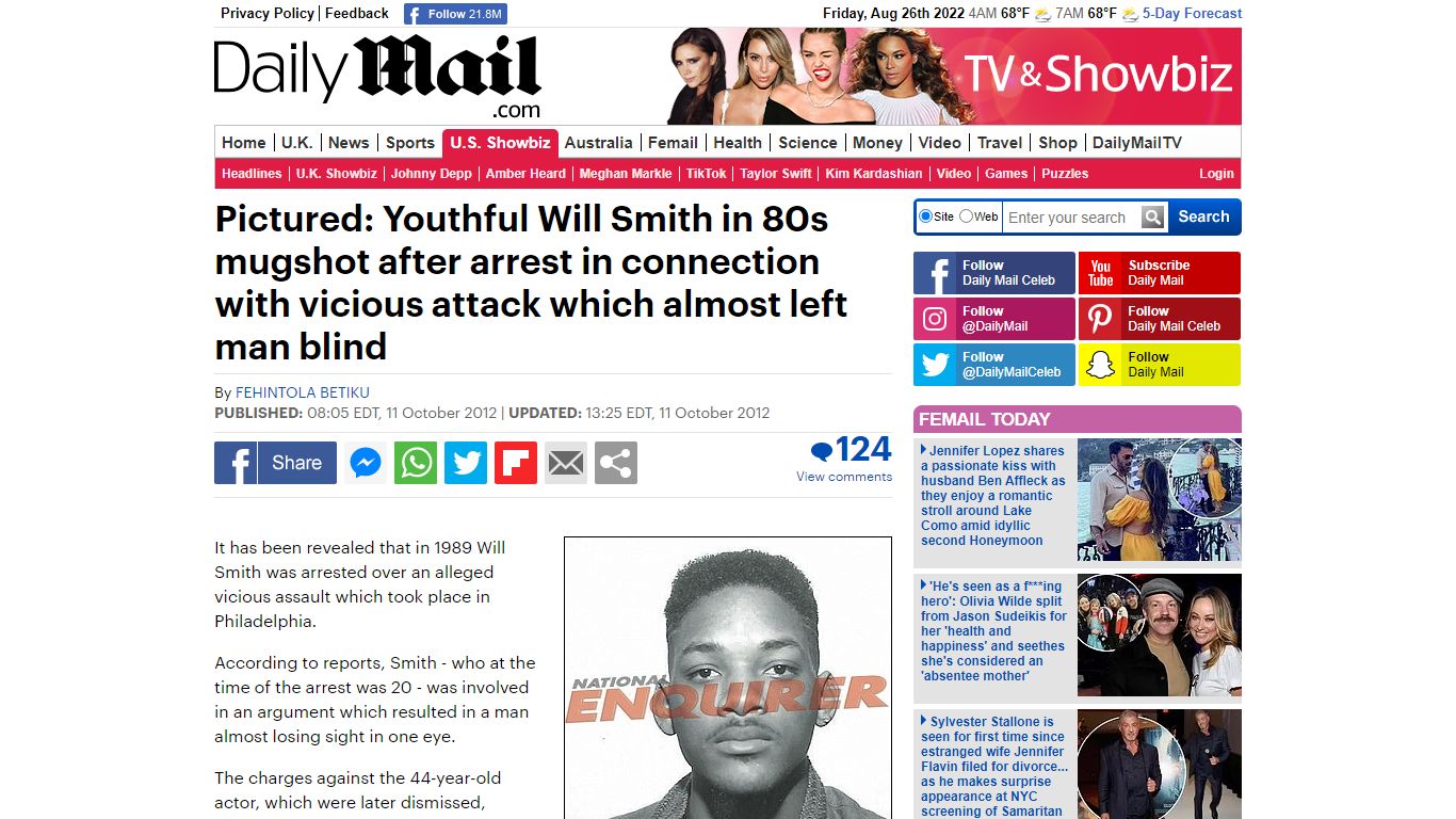 Pictured: Youthful Will Smith in 80s mugshot after arrest in connection ...